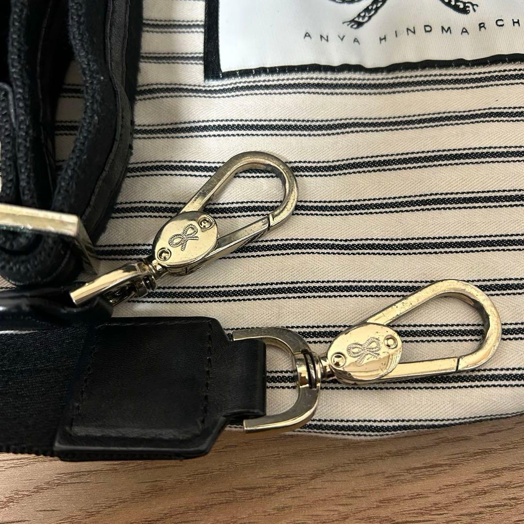 アニヤハインドマーチ　ショルダーバッグ　レザー　ブラック　フリンジトートバッグ