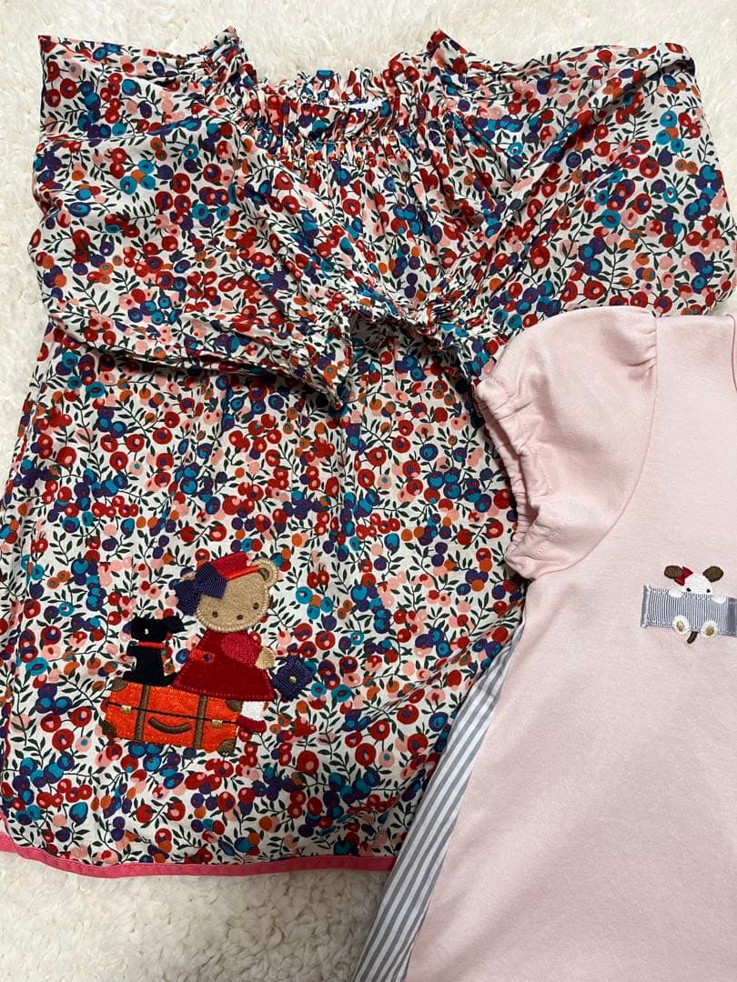 familiar ピンクTシャツ 列車デザイン 80センチ