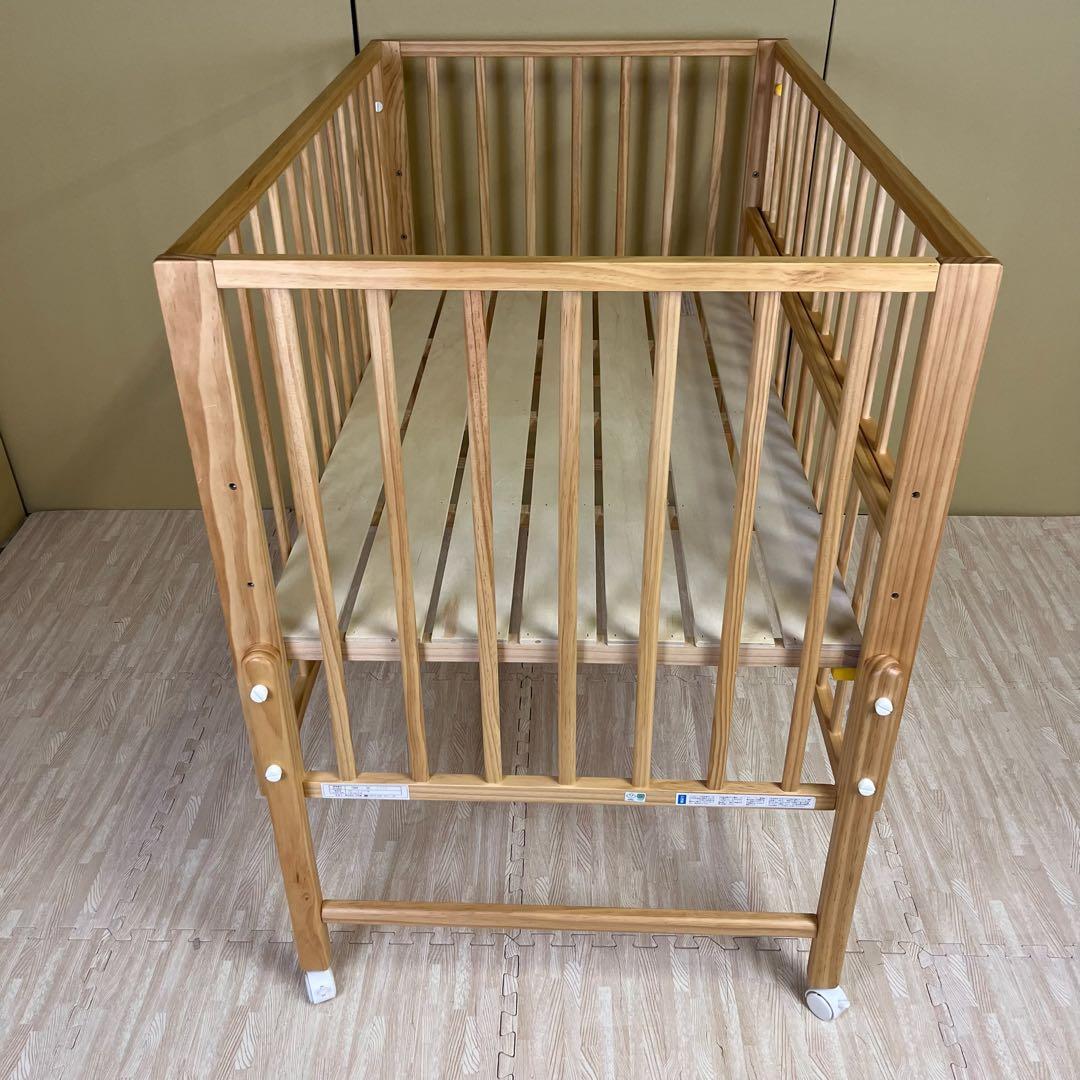 除菌清掃済　☆美品☆　大和屋　キホン　ベビーベッド　ナチュラル　上下すのこ