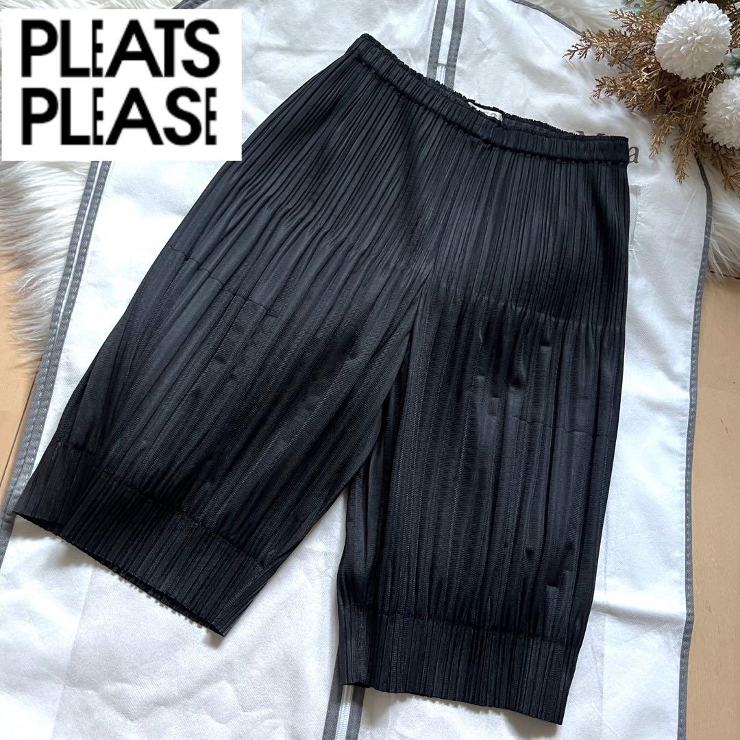 極美品♡プリーツプリーズ　ハーフパンツ　変形　　　切替え　黒　サイズ3 L 希少