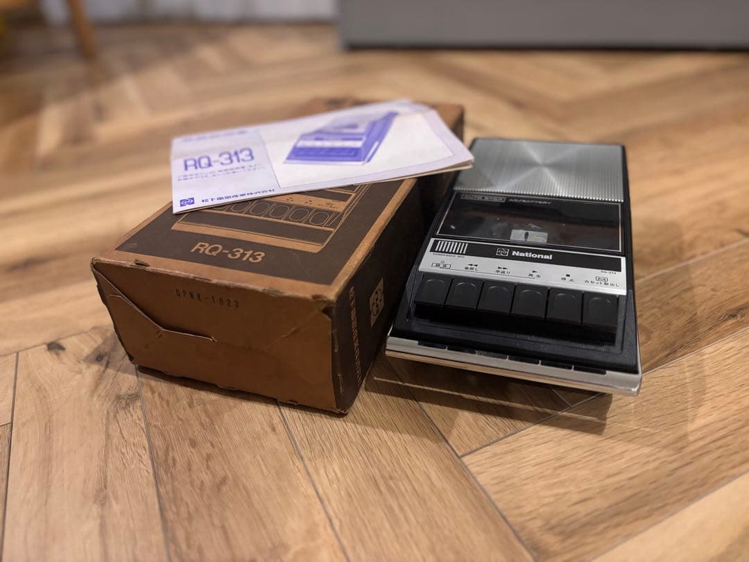 昭和レトロ National RQ-313 カセットプレイヤー 実動箱説明書付き