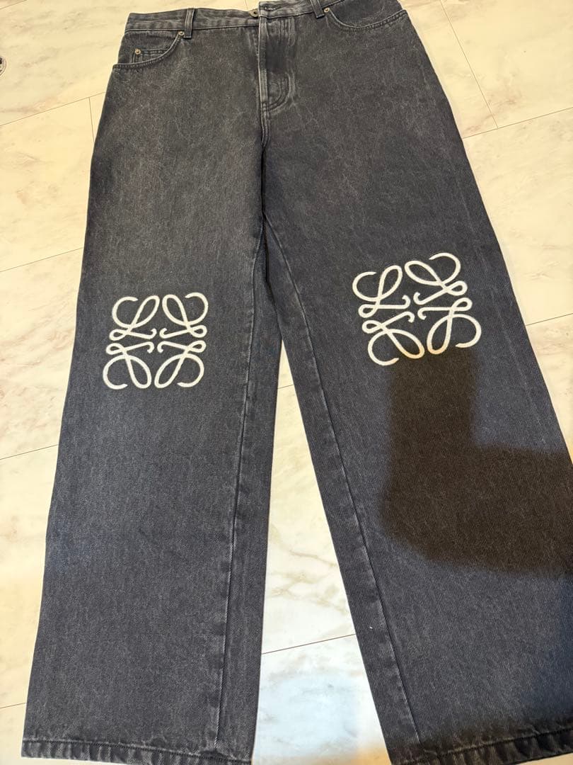 LOEWE ブラックデニム ワイドレッグパンツ サイズ50
