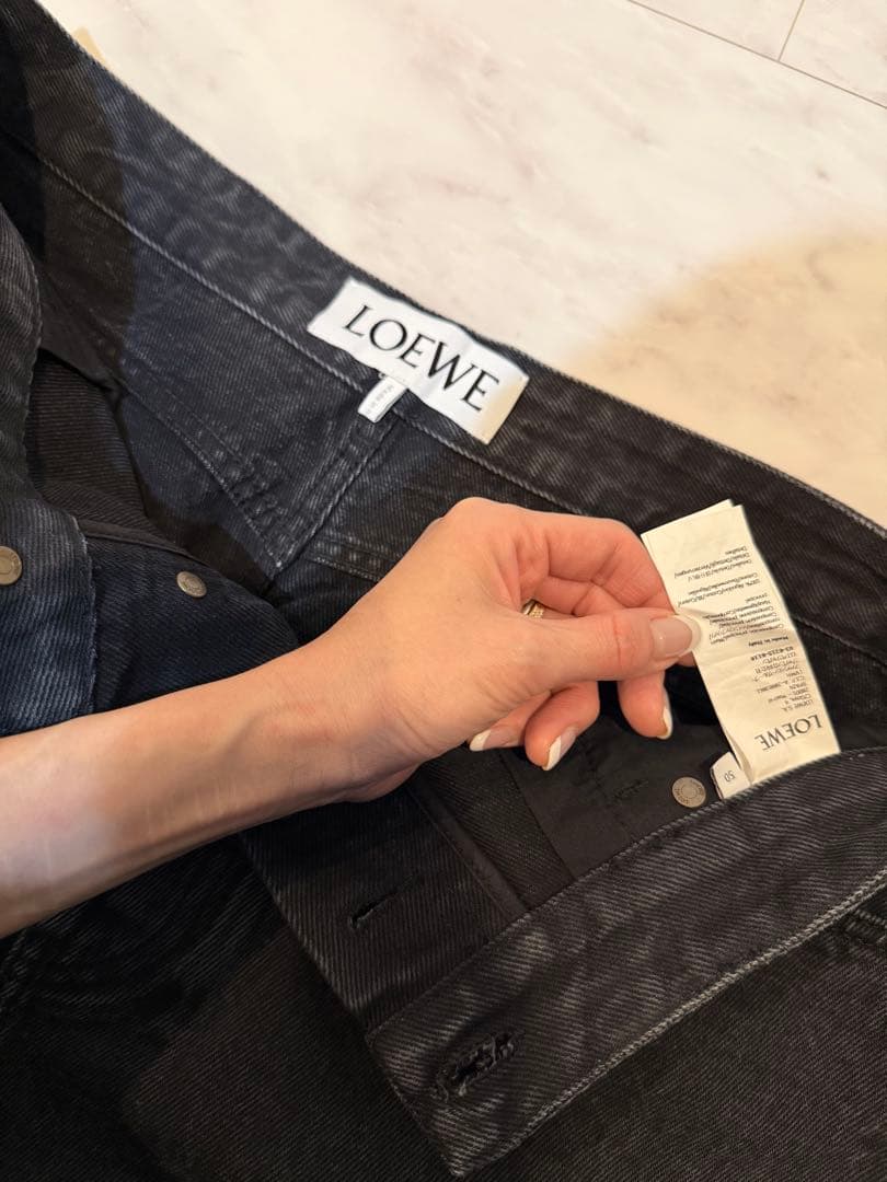LOEWE ブラックデニム ワイドレッグパンツ サイズ50