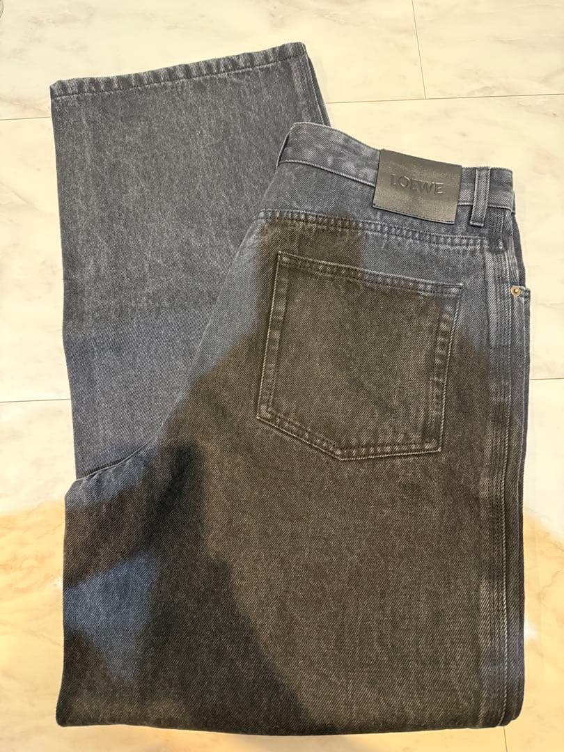 LOEWE ブラックデニム ワイドレッグパンツ サイズ50