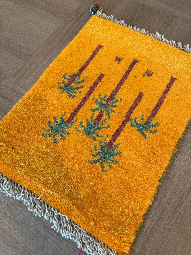 ギャッベ ペルシャ絨毯 42x57cm ギャベ 玄関マット 手織り ラグ 絨毯
