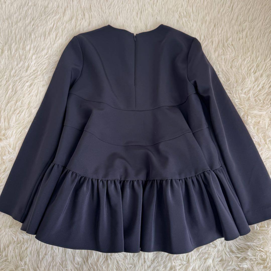 美品✨ヨリ ティアードギャザーブラウス ネイビー セレモニー