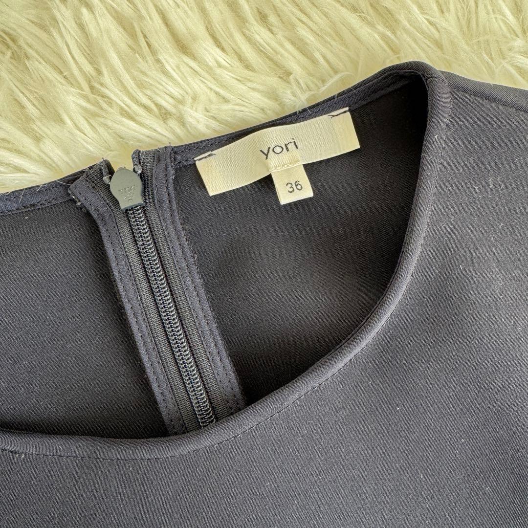 美品✨ヨリ ティアードギャザーブラウス ネイビー セレモニー