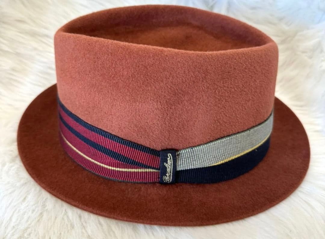 ボルサリーノ フェルトハット☆ポークパイ☆赤茶☆58☆イタリア製