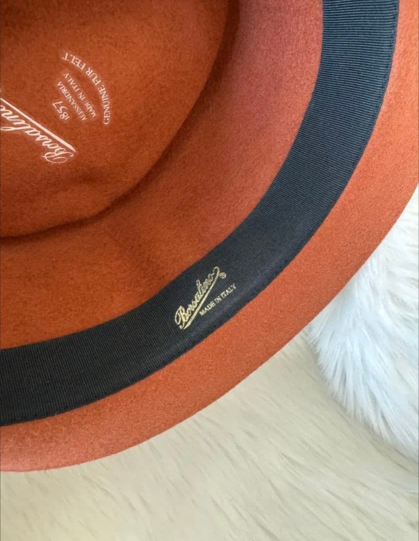 ボルサリーノ フェルトハット☆ポークパイ☆赤茶☆58☆イタリア製