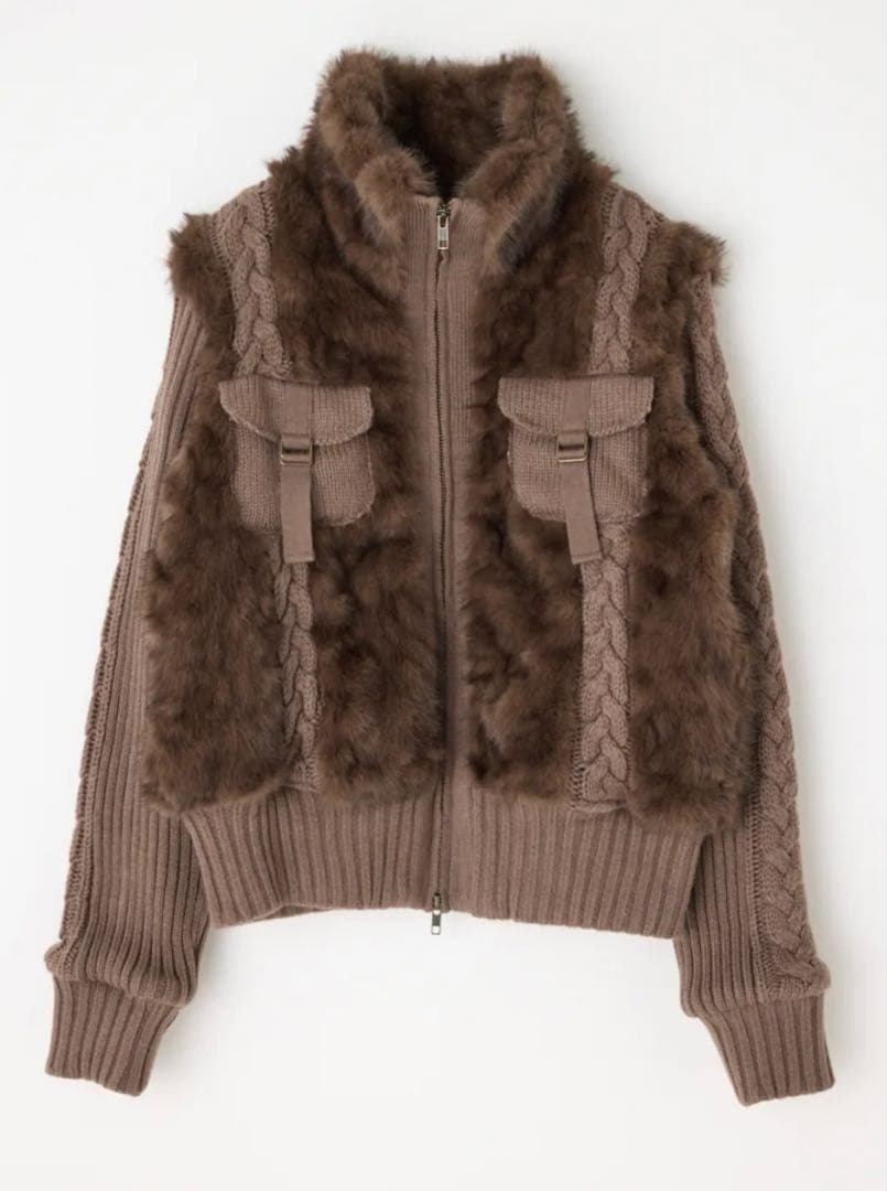 yurii.　CABLEKNIT FAUX FUR ブルゾン