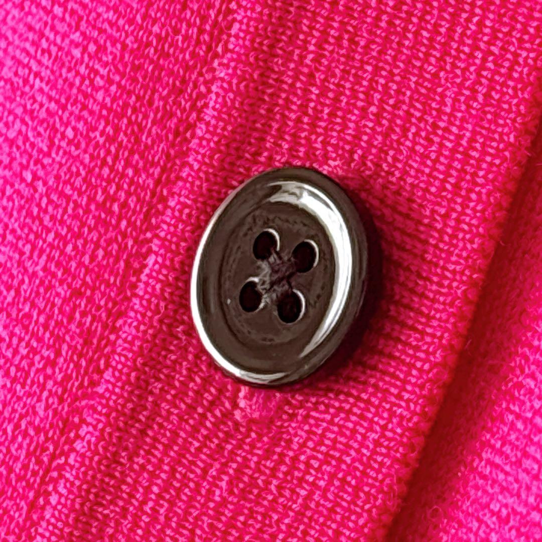 【1256】アナイ　メリノウールスムースクルーネック カーディガン　ピンク　38