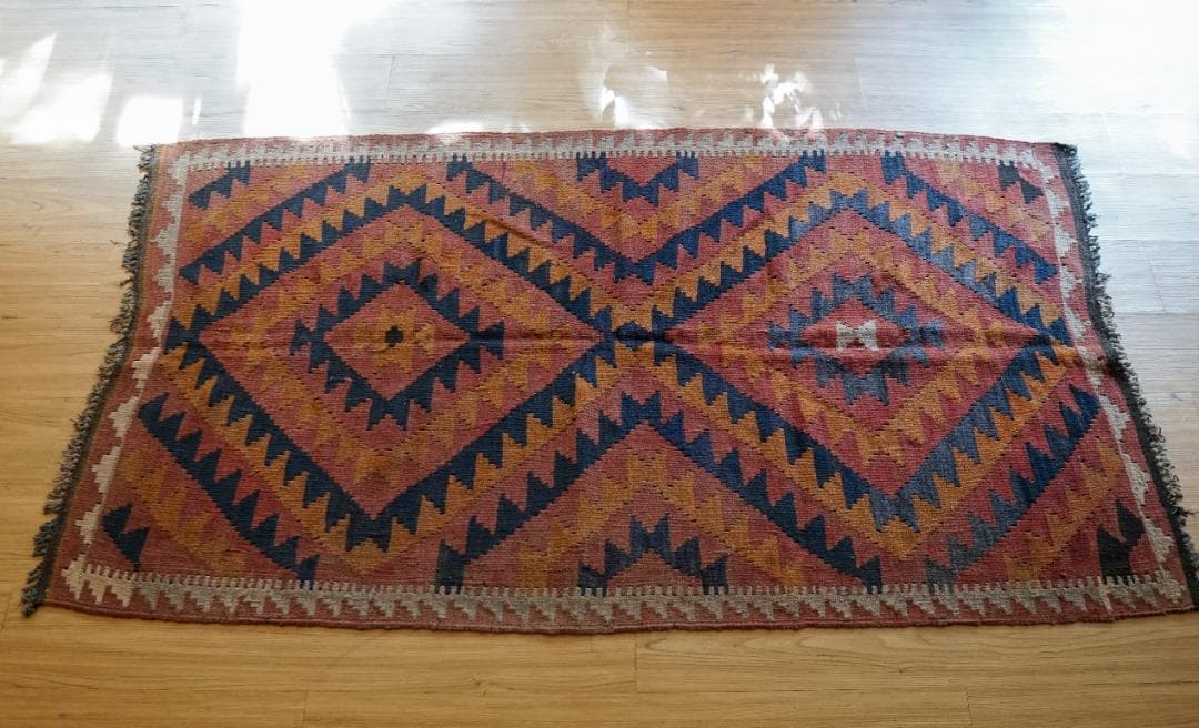 165×94cm アフガンオールド手織りキリム トライバルラグ　ヴィンテージラグ
