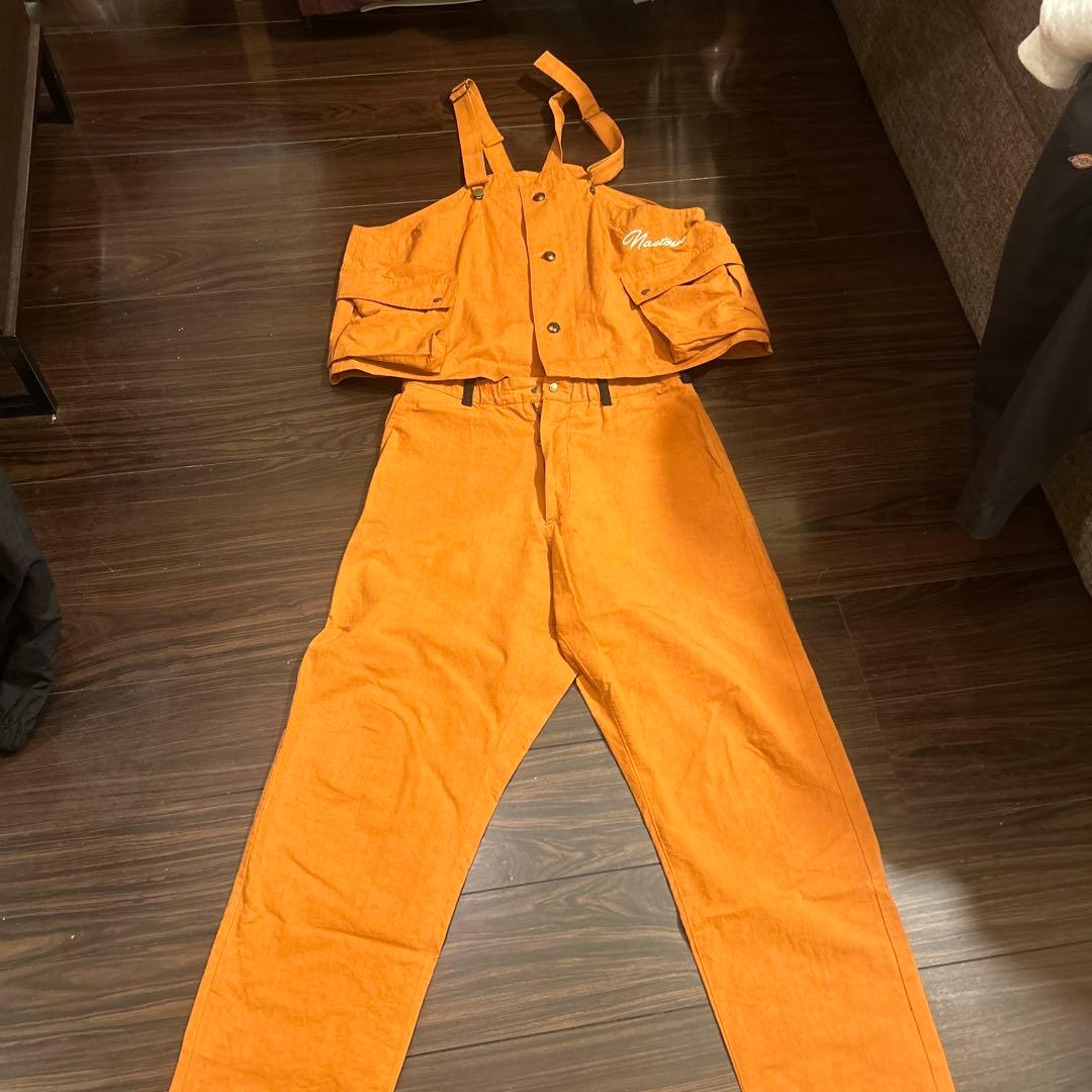 ナストイズ　アメリカンワナビー　オレンジオーバーオール・パンツセット