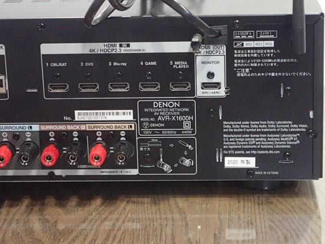 DENON AVアンプ AVR-X1600H　リモコン付き・超美品・動作快調