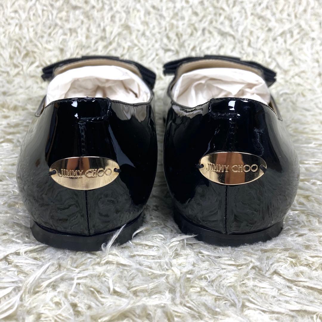 『極美品』JIMMY CHOO オペラシューズ パンプス フラット リボン 黒