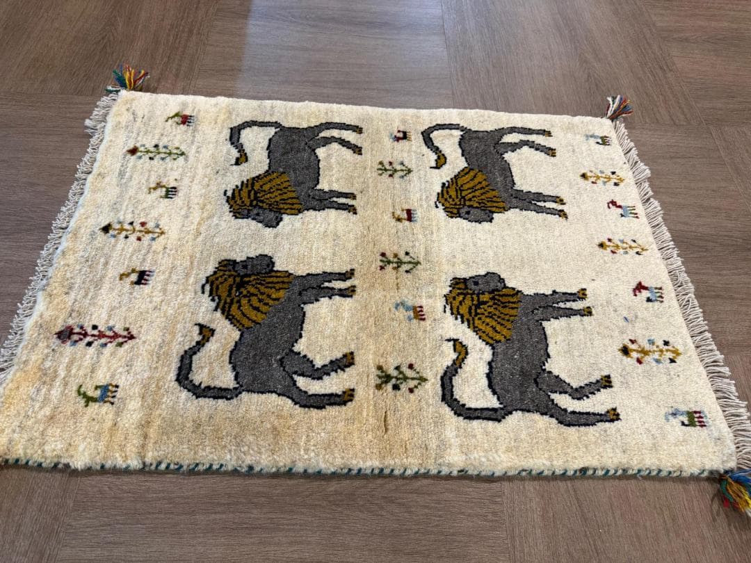 ギャッベ 67x92cm ペルシャ絨毯 手織り ギャベ 玄関マットラグ 絨毯