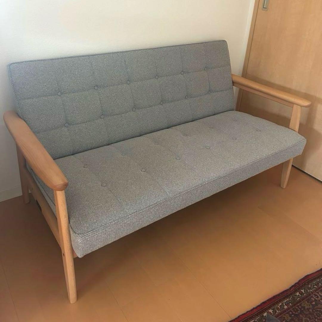 カリモク60 Ｋチェア2シーター　ミストグレー