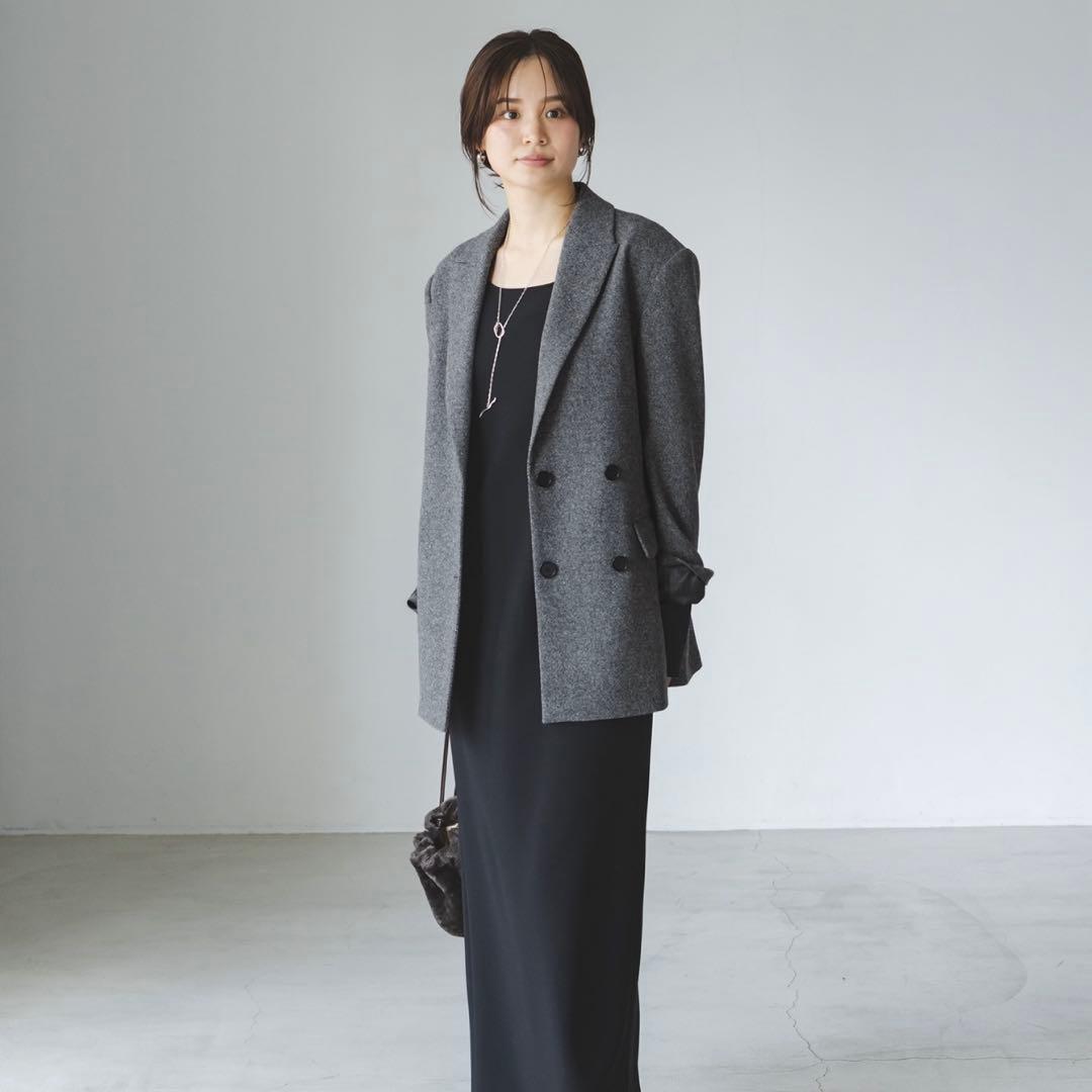 【極美品】Noble トップツイード2WAYダブルジャケット グレー 36