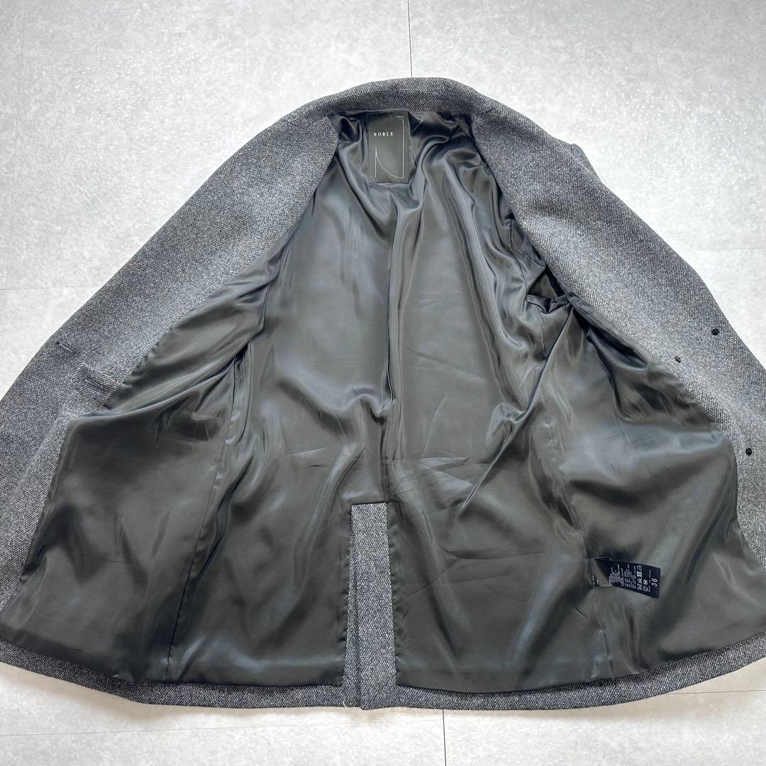 【極美品】Noble トップツイード2WAYダブルジャケット グレー 36