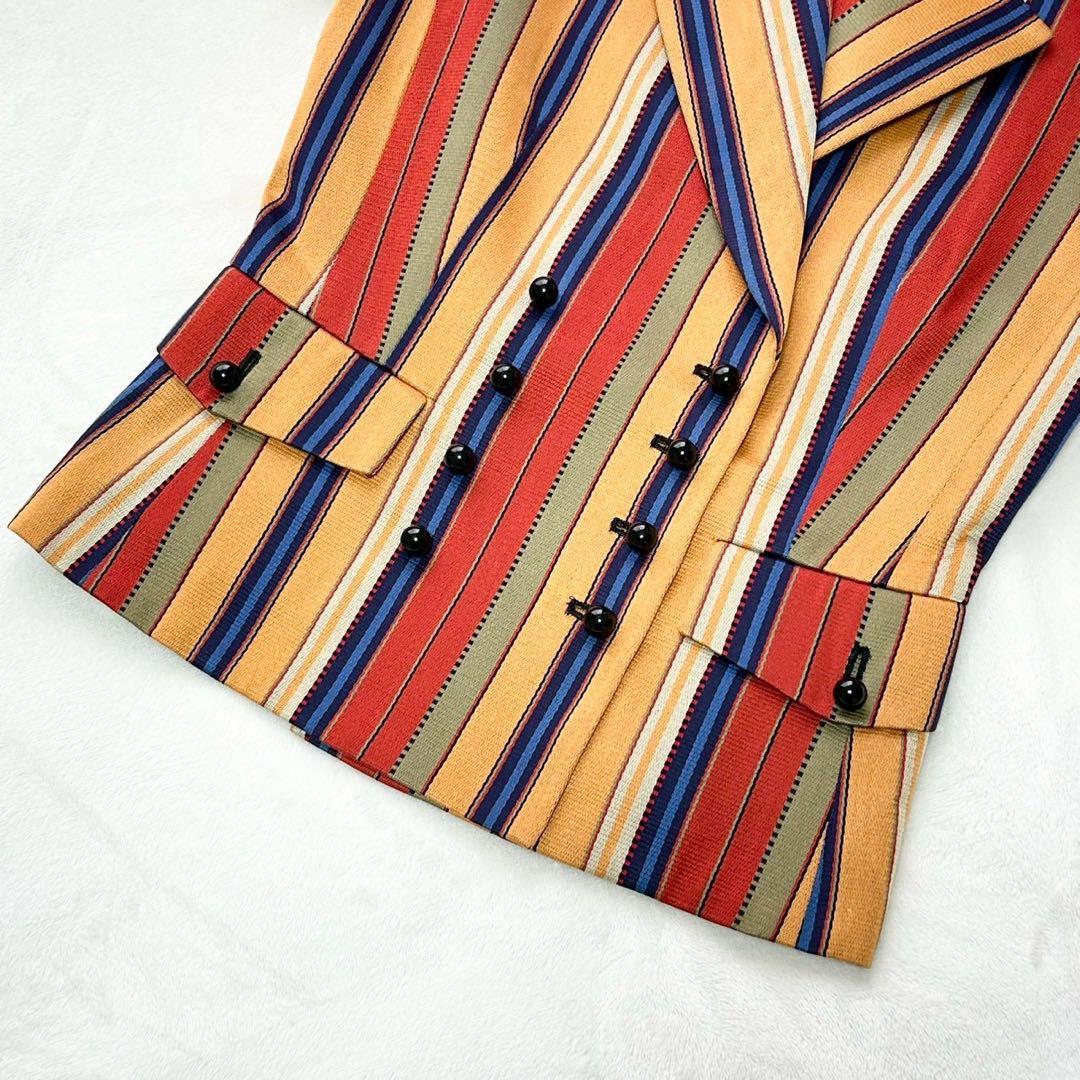 ★美品★ディオール　半袖ジャケット　ストライプ　ダブルブレスト　コットン100%