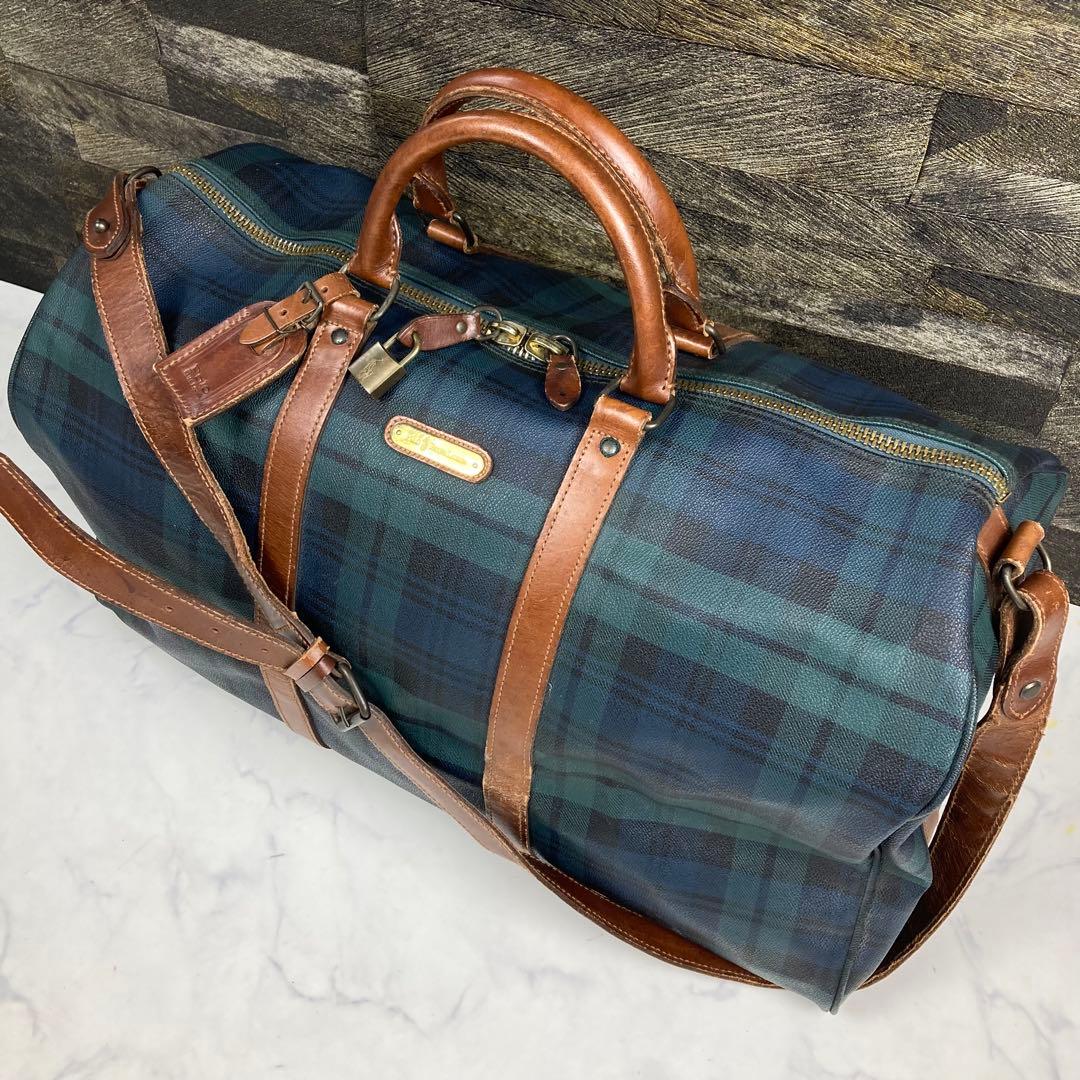 ポロラルフローレン ボストンバッグ 2way ブラックウォッチ PVC y2k