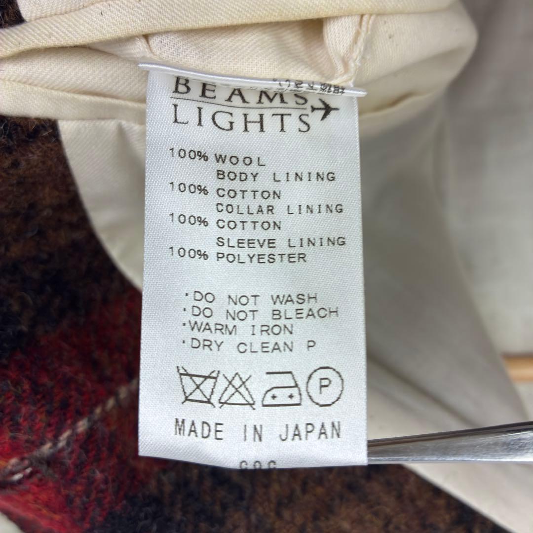 美品　ビームス　MOON　ツイード　アンコンジャケット　胡桃ボタン　L　チェック