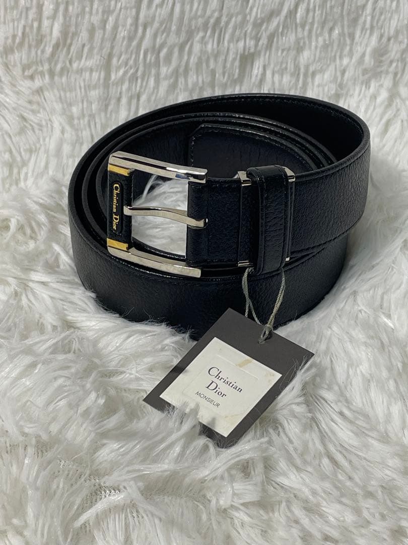 美品　Christian Dior ディオール　レザーベルト　本革 ブラック