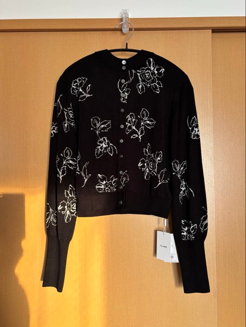 CLANE 田中みな実 コラボ Wフェイスニットカーディガン ブラック クラネ