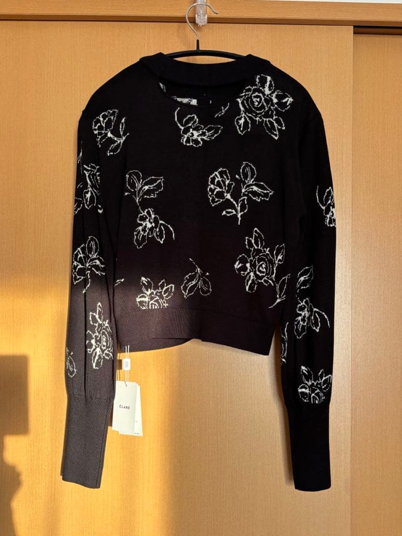 CLANE 田中みな実 コラボ Wフェイスニットカーディガン ブラック クラネ