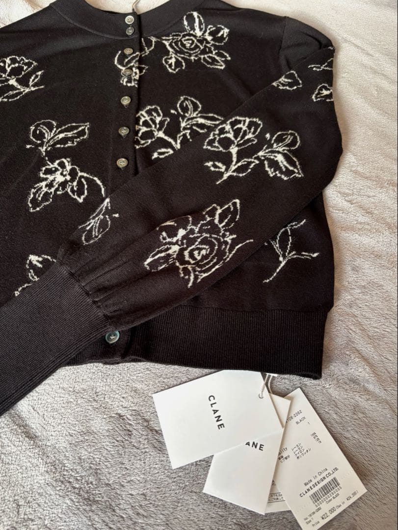 CLANE 田中みな実 コラボ Wフェイスニットカーディガン ブラック クラネ