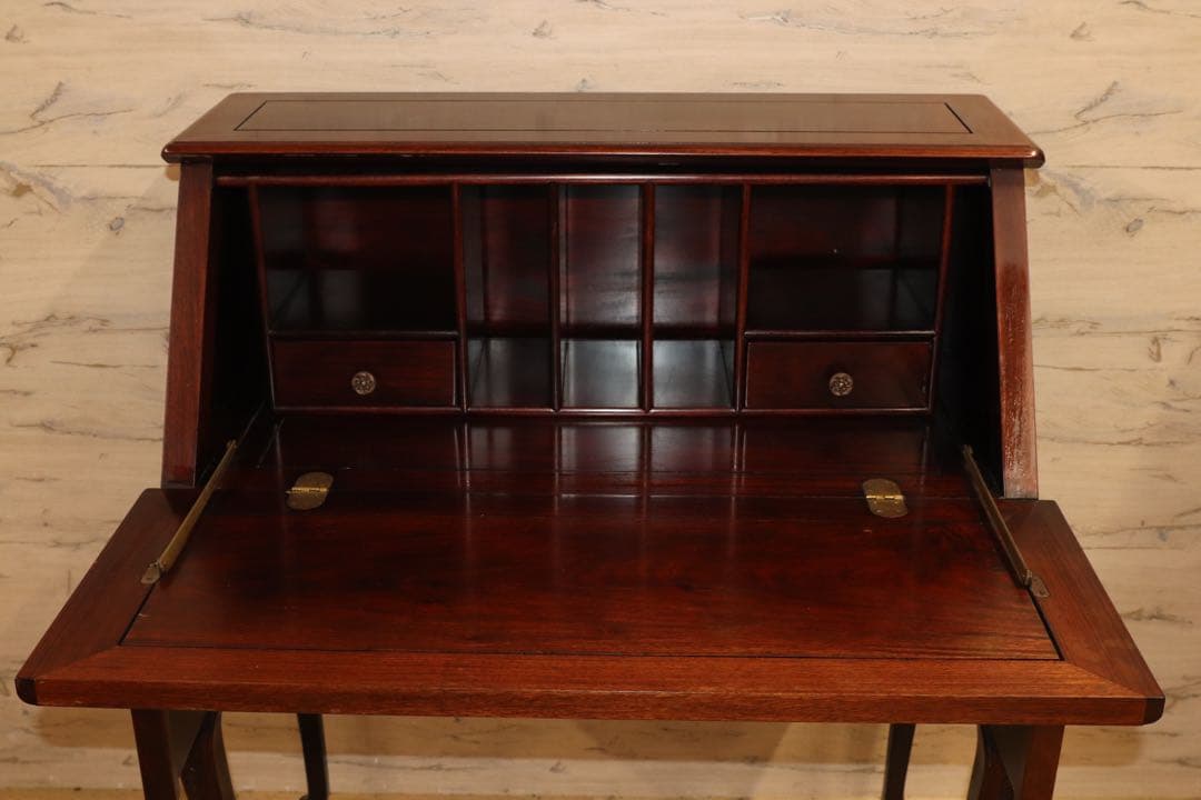 GMHH69○唐木家具 無垢材 ライティングビューロー 書斎机 什器 デスク 机