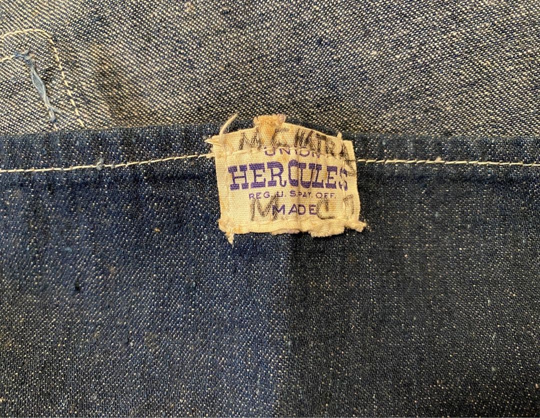 50s ヴィンテージ　HERCULES デニムショップエプロン　セルビッジ付き