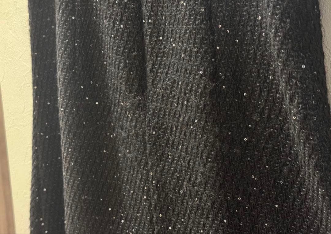 leja 花柄レースカラースパンコール刺繍Aラインフレアドレス ブラックM