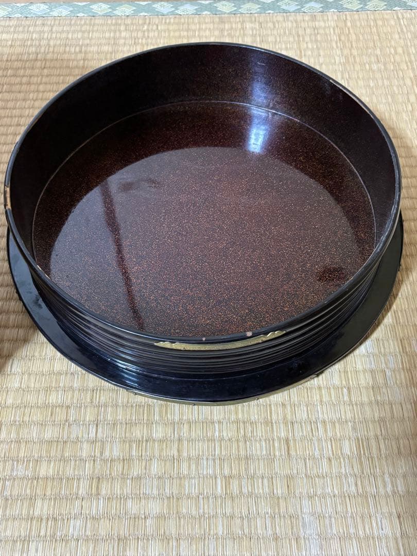 お値下 行器(ほかい) 江戸時代儀礼贈答に食物(饅頭餅菓子)容器 漆塗り 金具貼