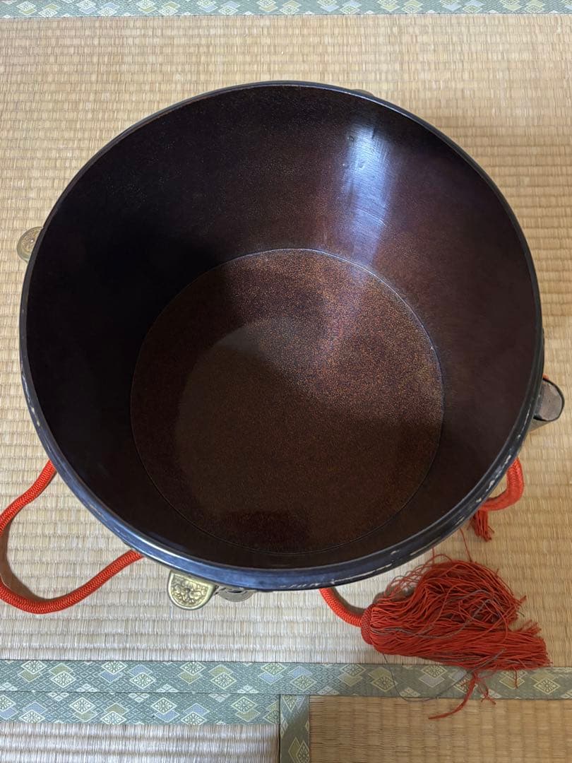 お値下 行器(ほかい) 江戸時代儀礼贈答に食物(饅頭餅菓子)容器 漆塗り 金具貼