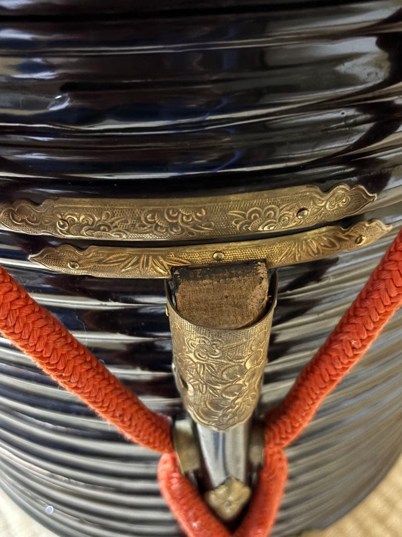 お値下 行器(ほかい) 江戸時代儀礼贈答に食物(饅頭餅菓子)容器 漆塗り 金具貼