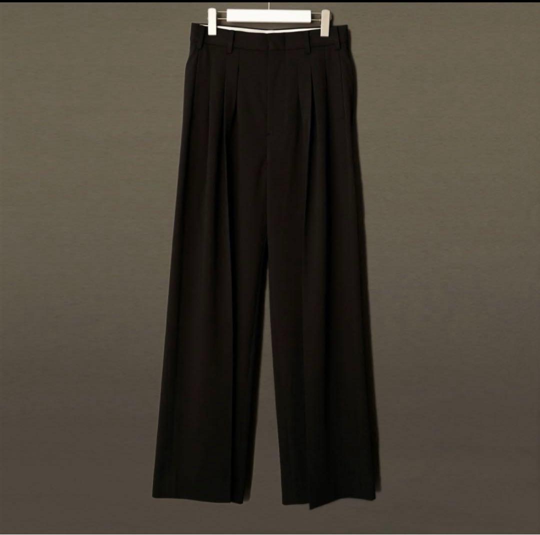 SHIKITARI MIX TUCK DESIGN WIDE SLACKS 黒M