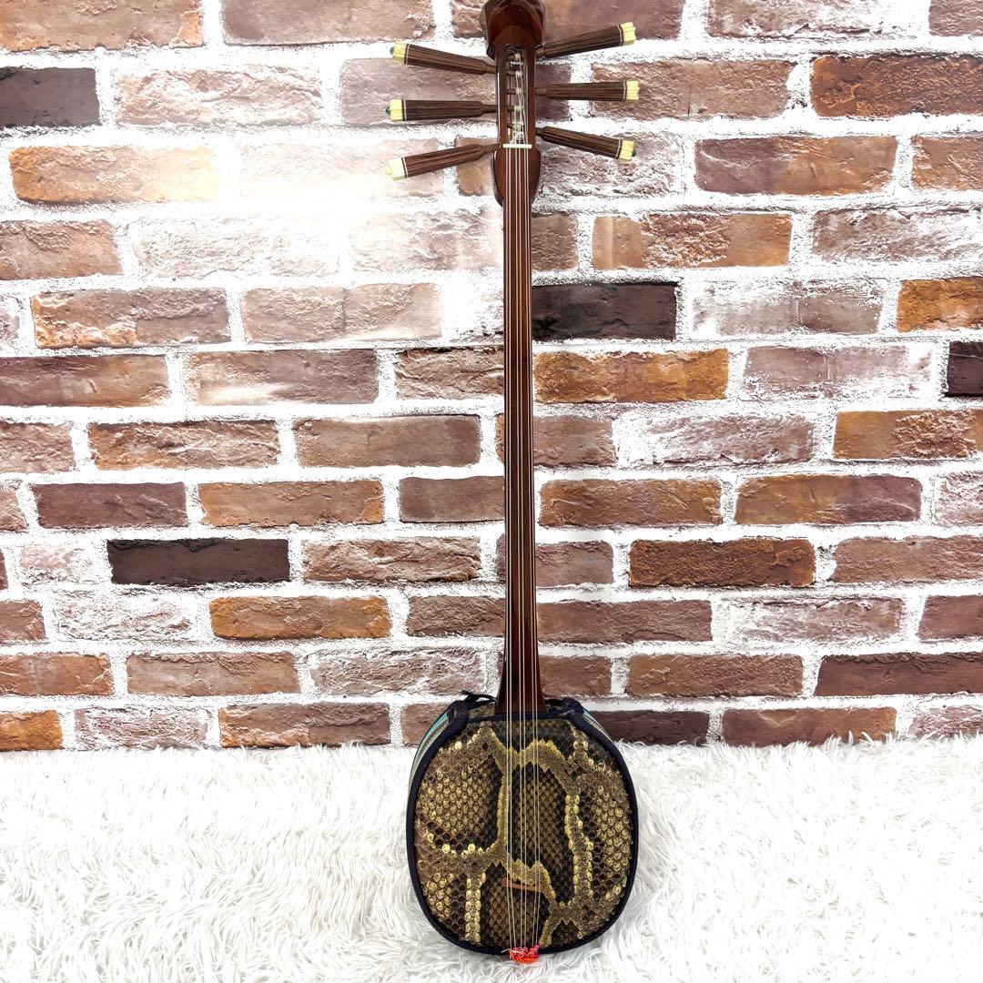 希少6弦✨美品✨沖縄 六線三線 本蛇皮 三味線 ハードケース 演奏可能