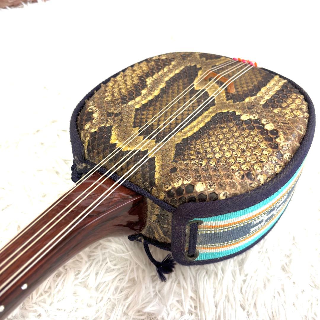希少6弦✨美品✨沖縄 六線三線 本蛇皮 三味線 ハードケース 演奏可能