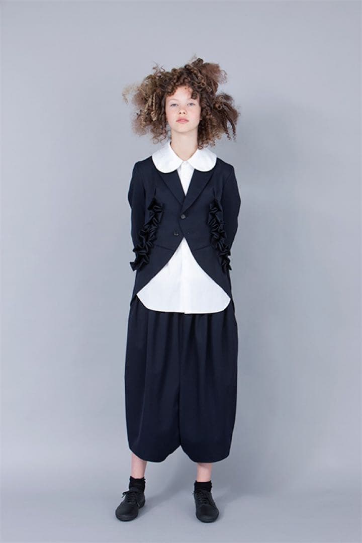 AD2018 ウールサルエルパンツ バルーン クロップド 紺 かぼちゃ