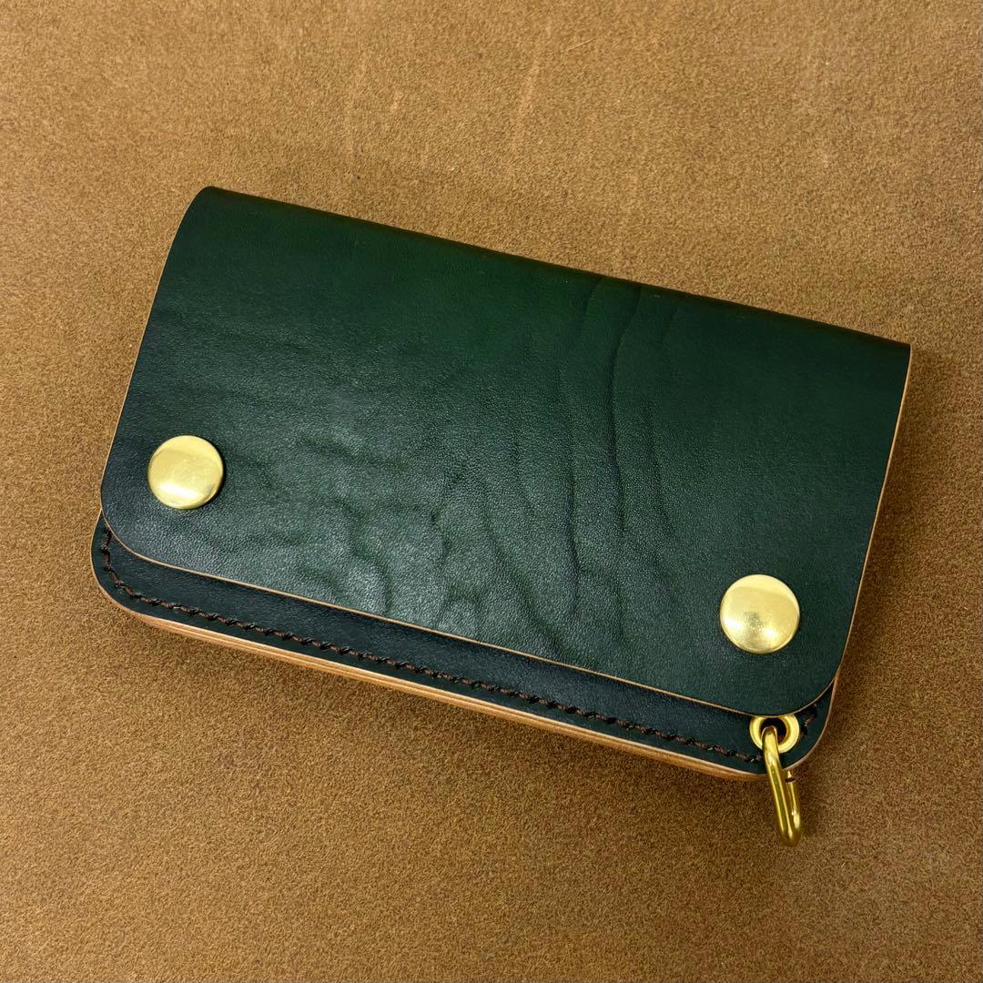 ホースハイド　トラッカーウォレット　ミドル　緑　3層　alps