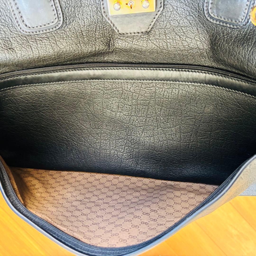GUCCI レザー　ボストンバッグ　本革　ブラック　ヴィンテージ　大型バッグ