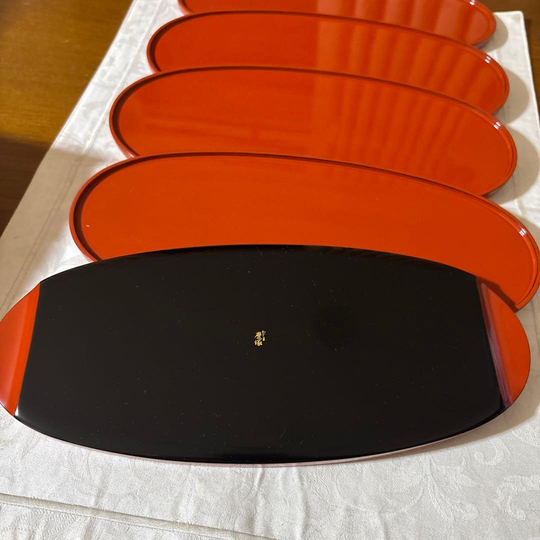 輪島塗　慶塚　お盆　 前菜盆　5客　楕円　オーバル