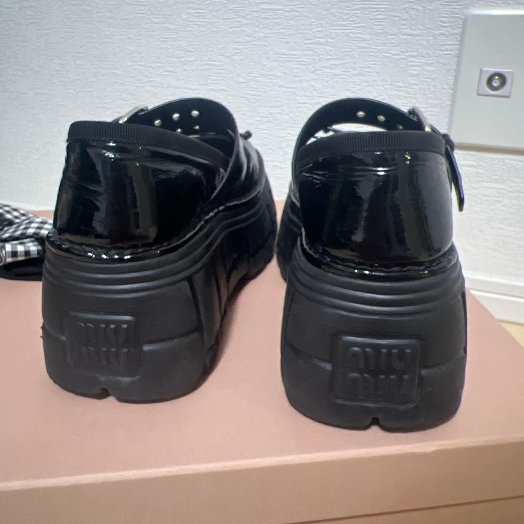 miumiu ミュウミュウ　ナプラックフラットフォームバレリーナ