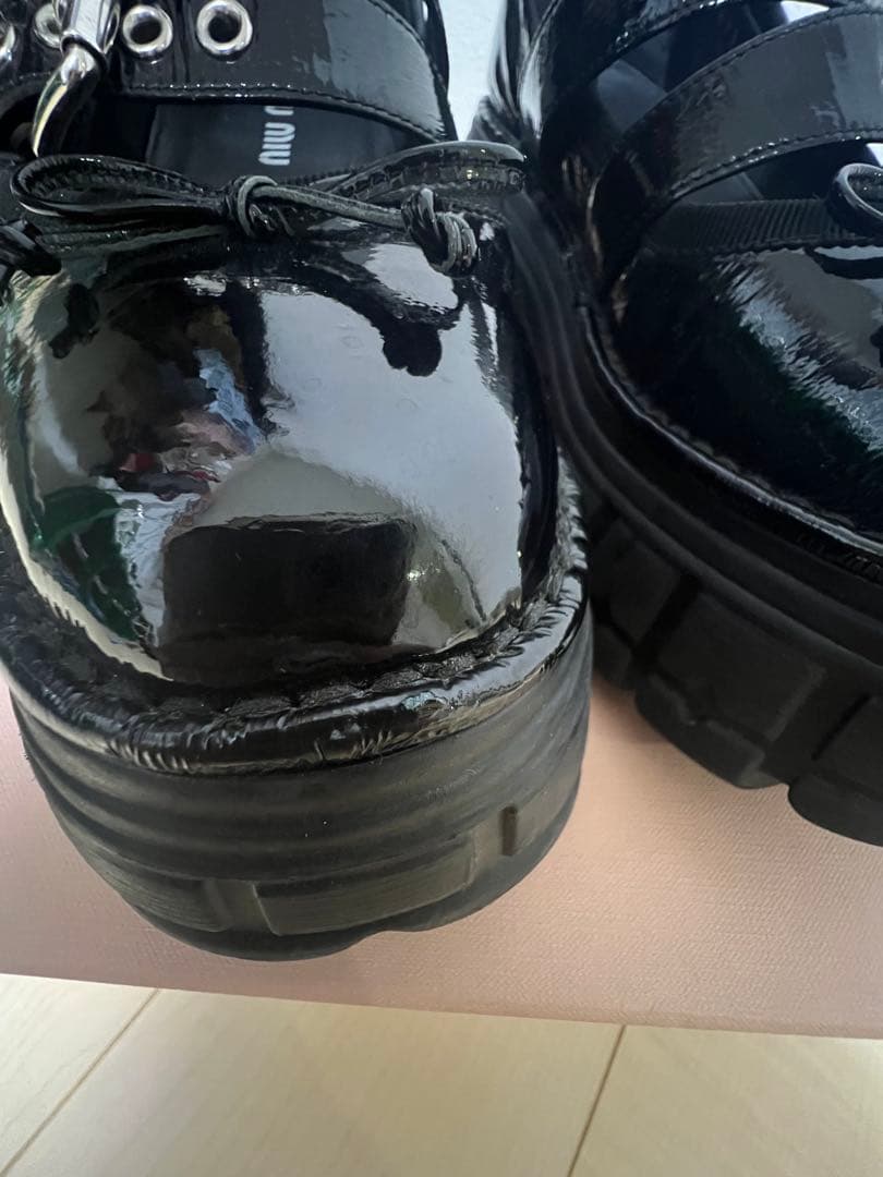 miumiu ミュウミュウ　ナプラックフラットフォームバレリーナ