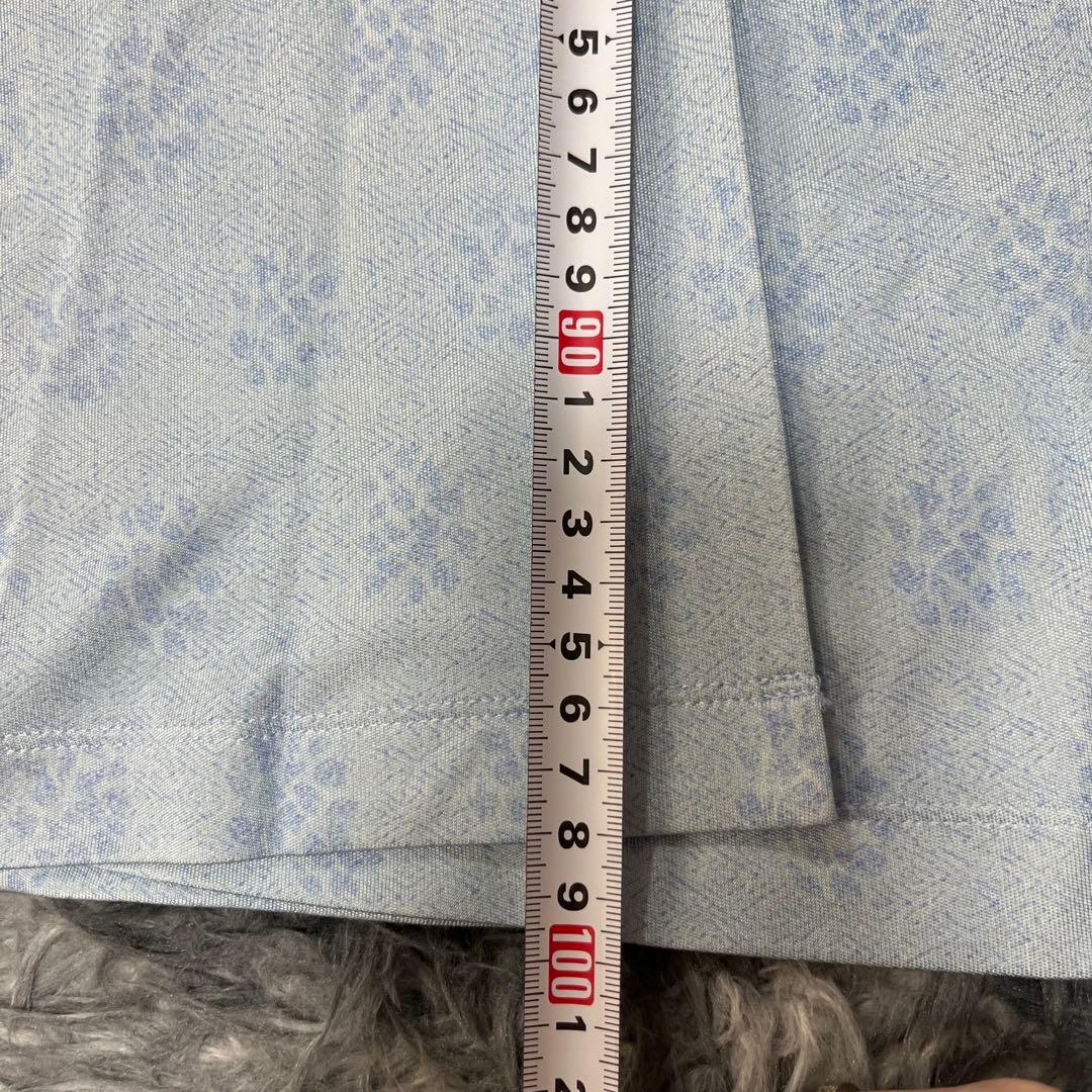 kay me シルク100%花あさぎ ワンピース 11号　定価8万　未使用タグ付