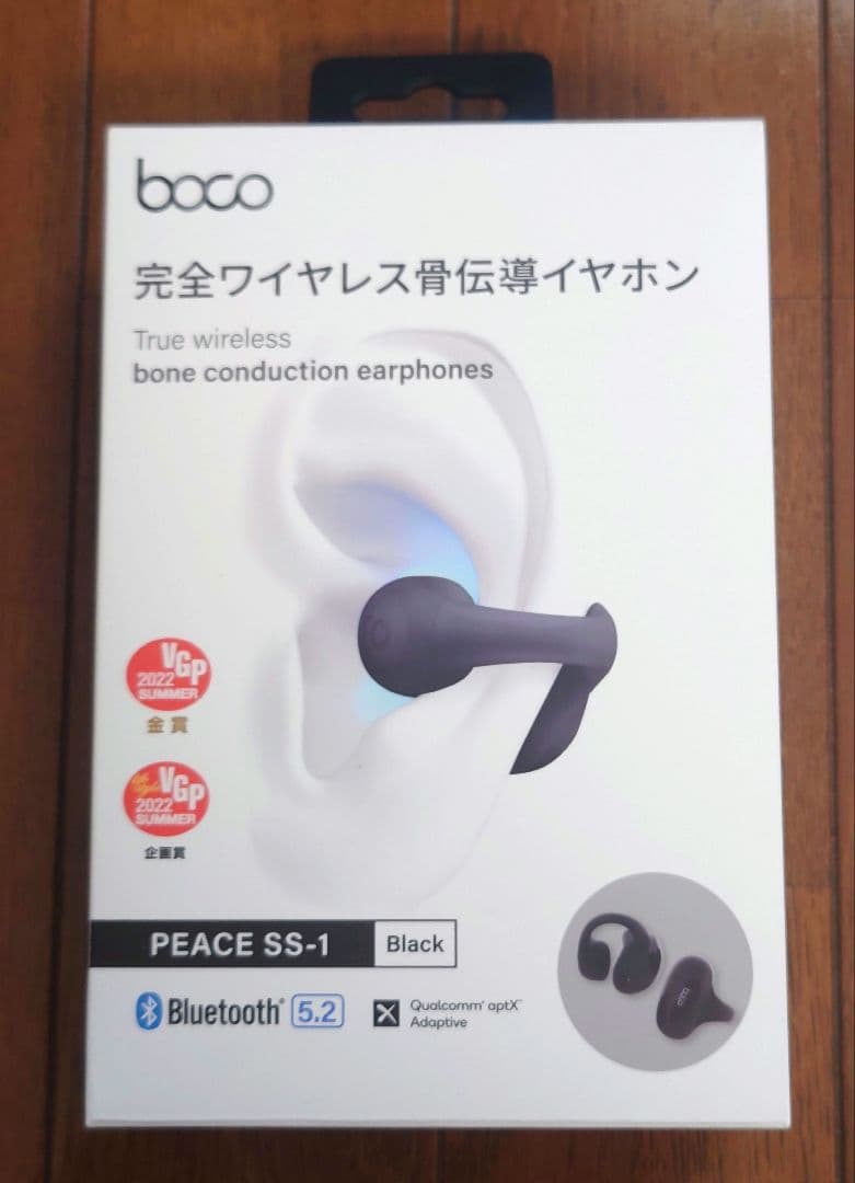 骨伝導イヤホン、イヤーカフ型、高音質、Bluetooth 5.2、防水、特許取得
