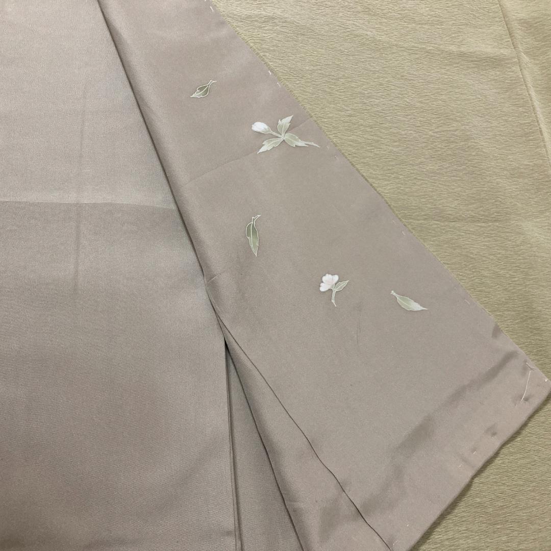 色無地　一ツ紋　裄67　身丈168　トールサイズ　百貫達雄　落款有　袷　正絹