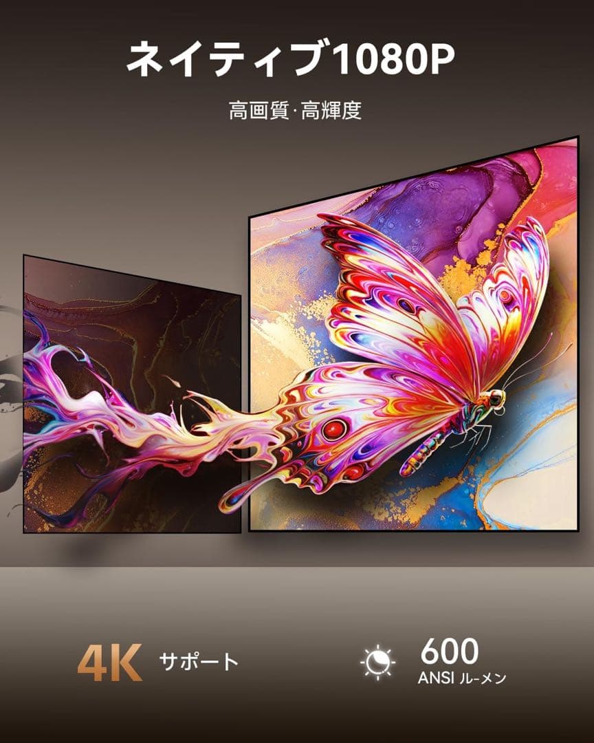 Polocshプロジェクター 1080P Netflix公式ライセンス 4K対応