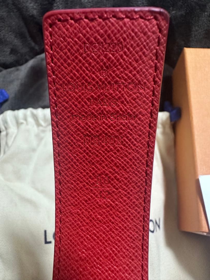 LOUIS VUITTON レザー ベルト ブラック/レッド